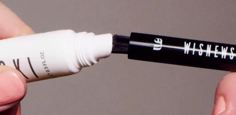 Photo of Extra Strong Control Gel being applied to the #9 Eyebrow Dry-brush. 
